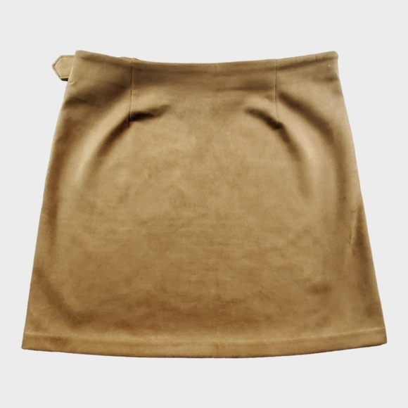 Banana Republic Brown BR Vegan Suede Mini Wrap Asymmetrical Skirt Size 10 - Picture 4 of 7